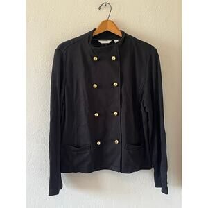 Women's Liz Claiborne Black Gold Button Soft Jacket Coat Blazer Size XL
